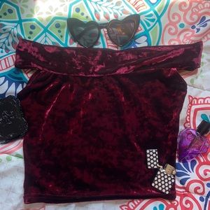 Purple Velvet Off The Shoulder Top